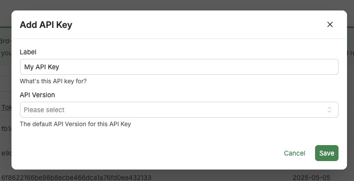 Add API Key example