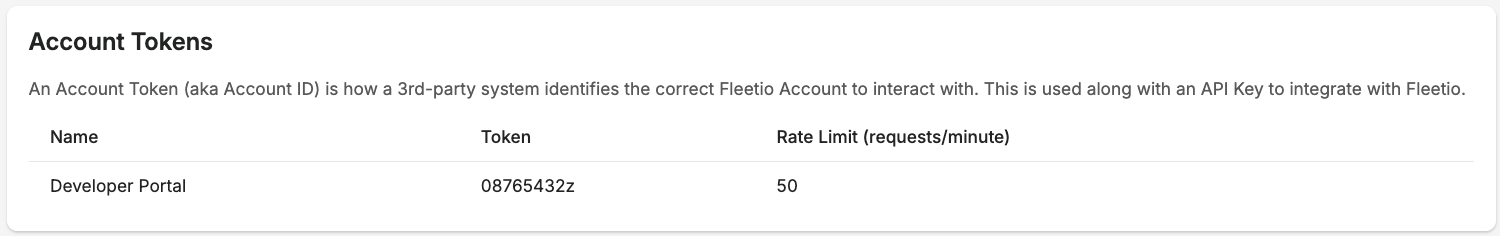 Account token example