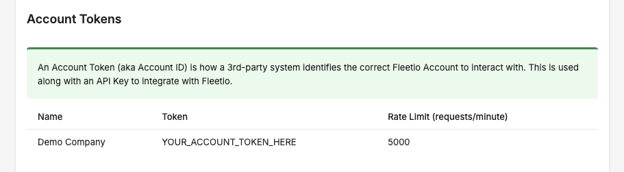 Account token example